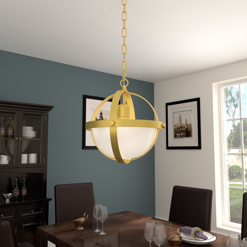 Luminaire suspendu sphérique doré à 1 lumière Vianeth certifié UL