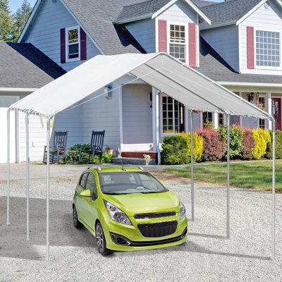 10'X20' Car Awning With Anchor Kit - In Weather Canopy Ground Stakes Secure Vehicle Shelter