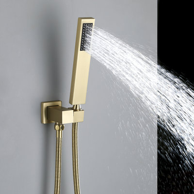 Système de douche thermostatique 4 fonctions 24,8 * 12,99 "de luxe, système de douche de plafond avec jets de corps avec valve brute
