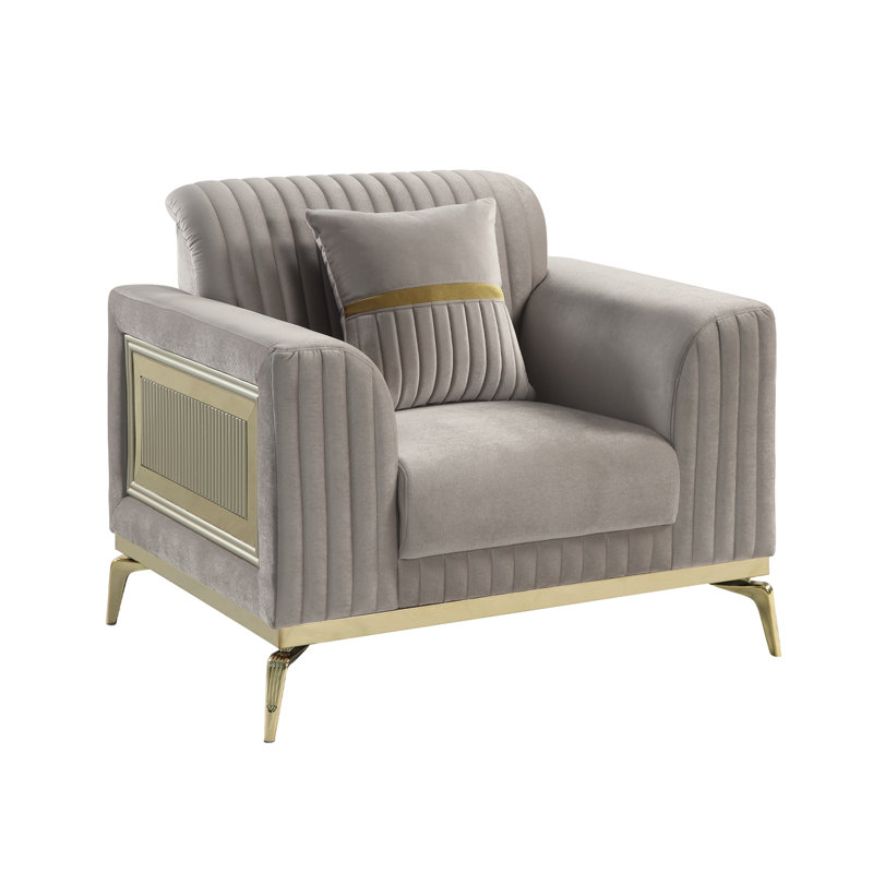 Ensemble de salon 3 pièces Duplessis Taupe, Gris, 3 pièces: chaise, causeuse, canapé