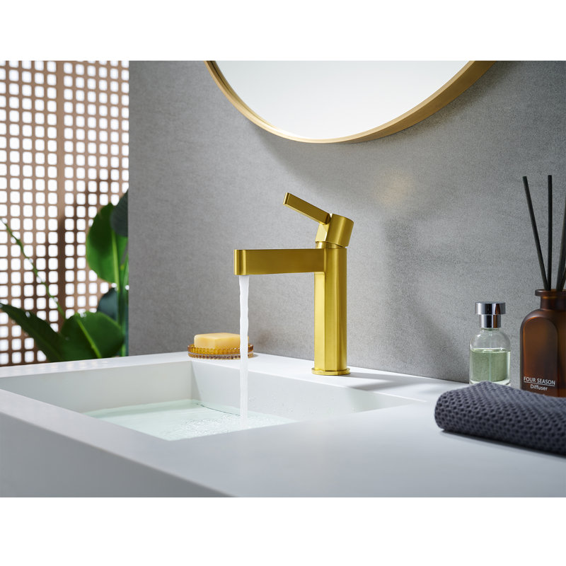 Robinet pour salle de bain à poignée simple Stila, Or brossé