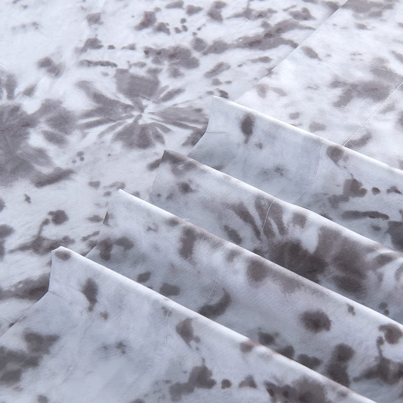 Elegant Comfort Aria 6-Piece Spiral Tie-Dye Microfiber Sheet Set, Soft, Fade And Wrinkle Resistant, Fitted Sheet With Smart Pockets