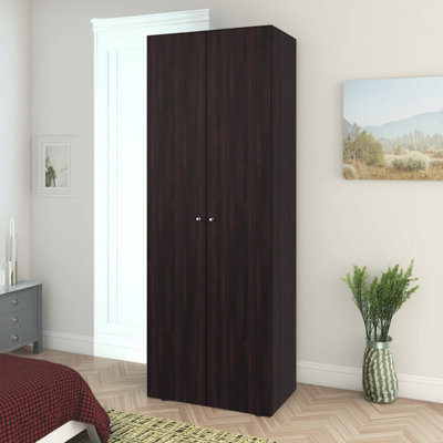 Armoire à deux portes en noyer / wengé noir avec deux tablettes de rangement, conception pratique, adaptée aux besoins de rangement quotidiens