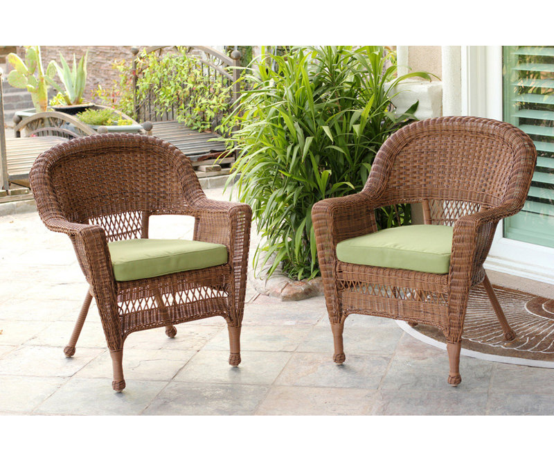 Chaise de patio avec coussins, Miel, Vert sauge