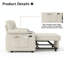 Canapé-lit convertible 58 po 3 en 1 avec chargement USB, dossier inclinable réglable, causeuse en tissu éponge avec poches latérales pour le salon, appartement, beige-1359112617