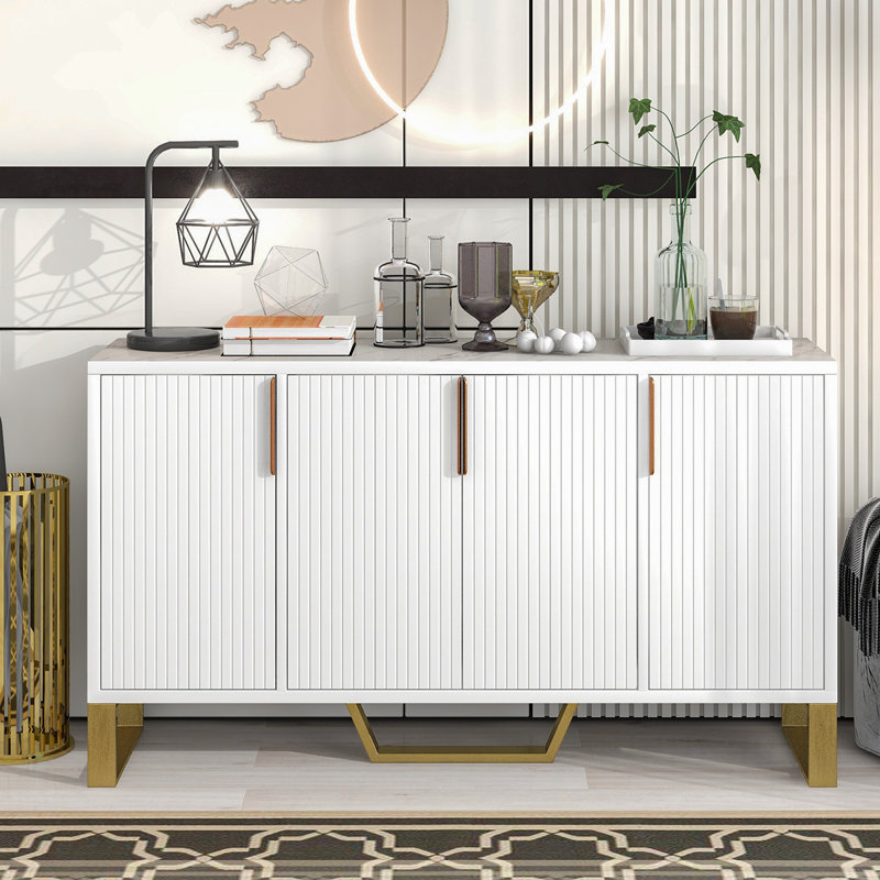 Buffet moderne à quatre portes Kurosh, Blanc