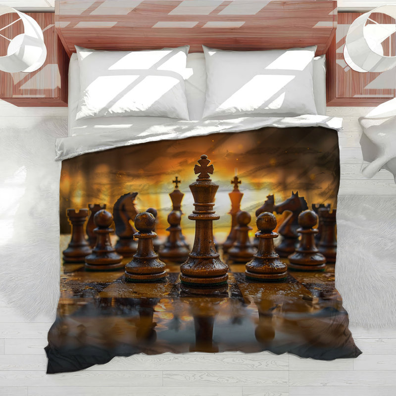 Chess Game Strategy Cotton Blend Comforter, Twin Comforter