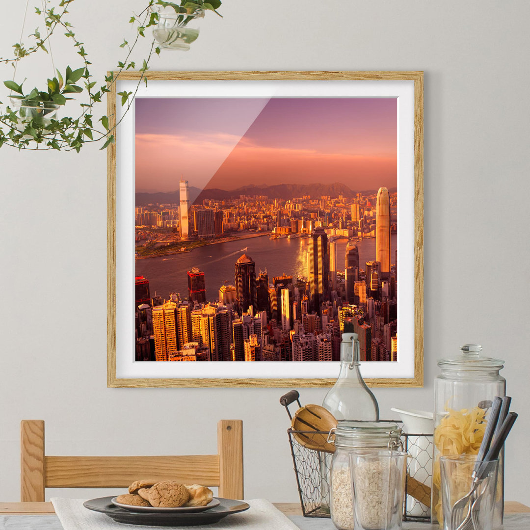 Gerahmtes Poster Hong Kong Sunset