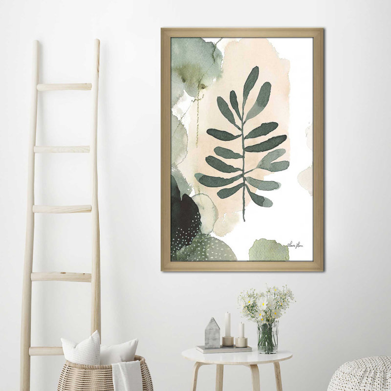 «Sage Bliss III» par Laura Horn - Peinture, H 27,5 po x l 21,5 po x P 0,75 po, Encadrement champagne