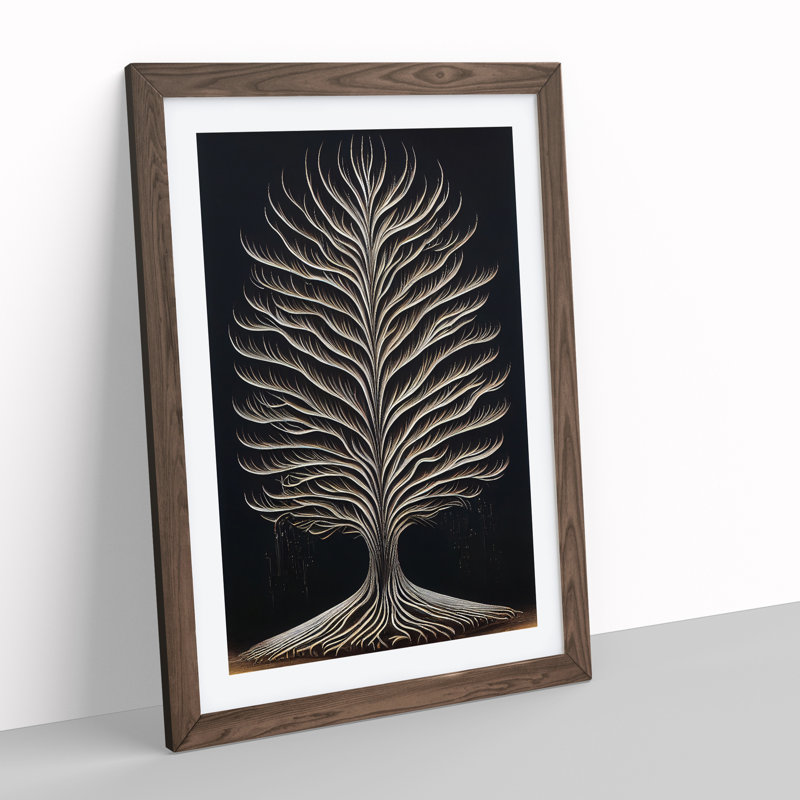 Classical Tree No.2 - Single Picture Frame Print, 64cm H x 46cm W x 2cm D, Walnut