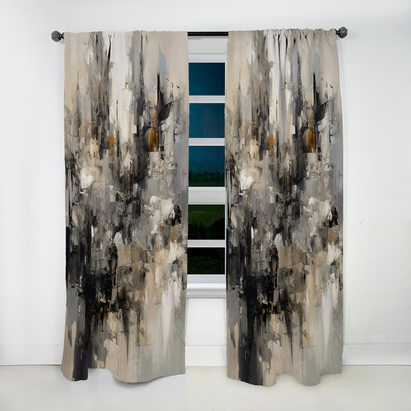 Kya - Rideaux abstraits - Monde obscur intérieur gris Marble I - Velours obscurcissant - 1 panneau, L 52 po x L 84 po