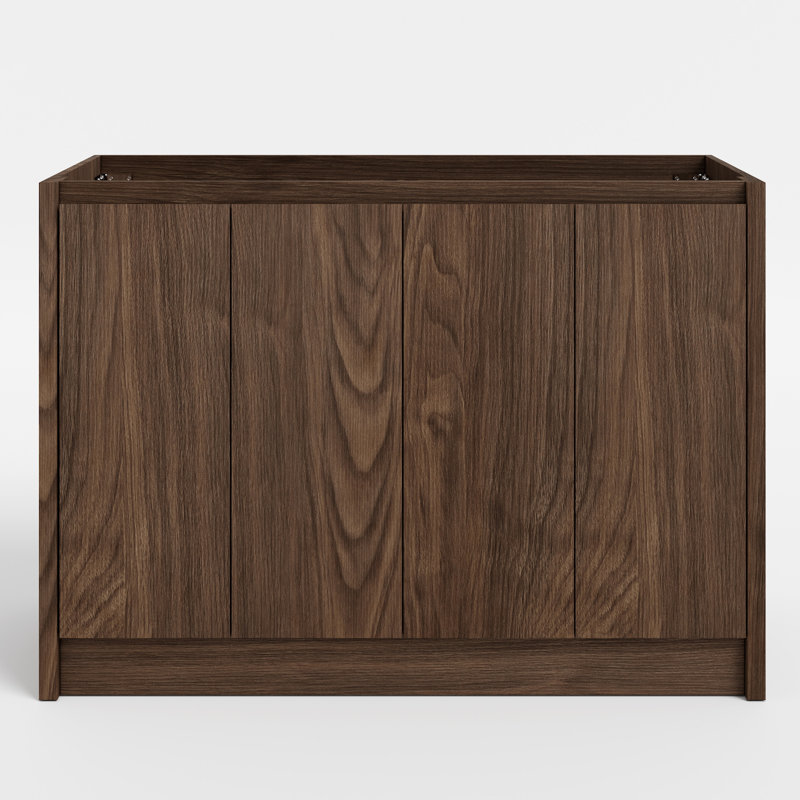 Base de meuble-lavabo en bois 48 po seulement, sans lavabo double et miroir, Noyer foncé