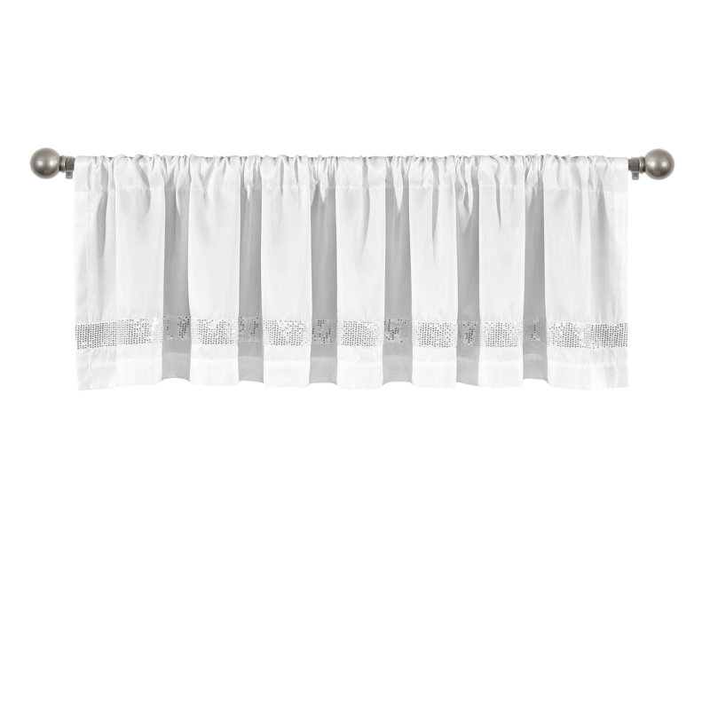 Cantonnière sur mesure 84 po, Blanc/argenté