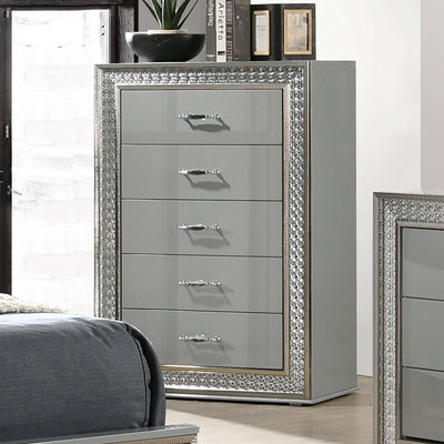 Meuble de chambre Glam Style 1 pièce avec 5 tiroirs et poignée en métal