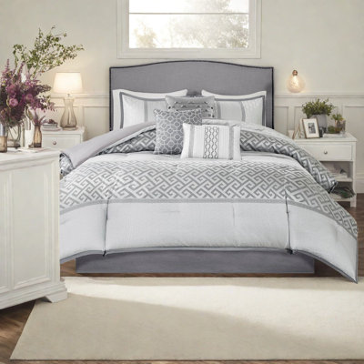 Ensemble de literie de luxe 7 pièces, maison de chambre à coucher en jacquard de polyester traditionnel