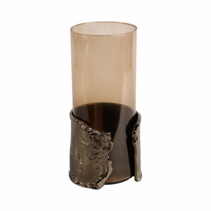 Sagebrook Home 12" Maputo Medium Candle Holder Glass, Brown, 12" H x 6" W x 6" D