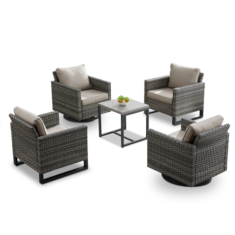 Chaise de patio avec coussins Nazime, Gris