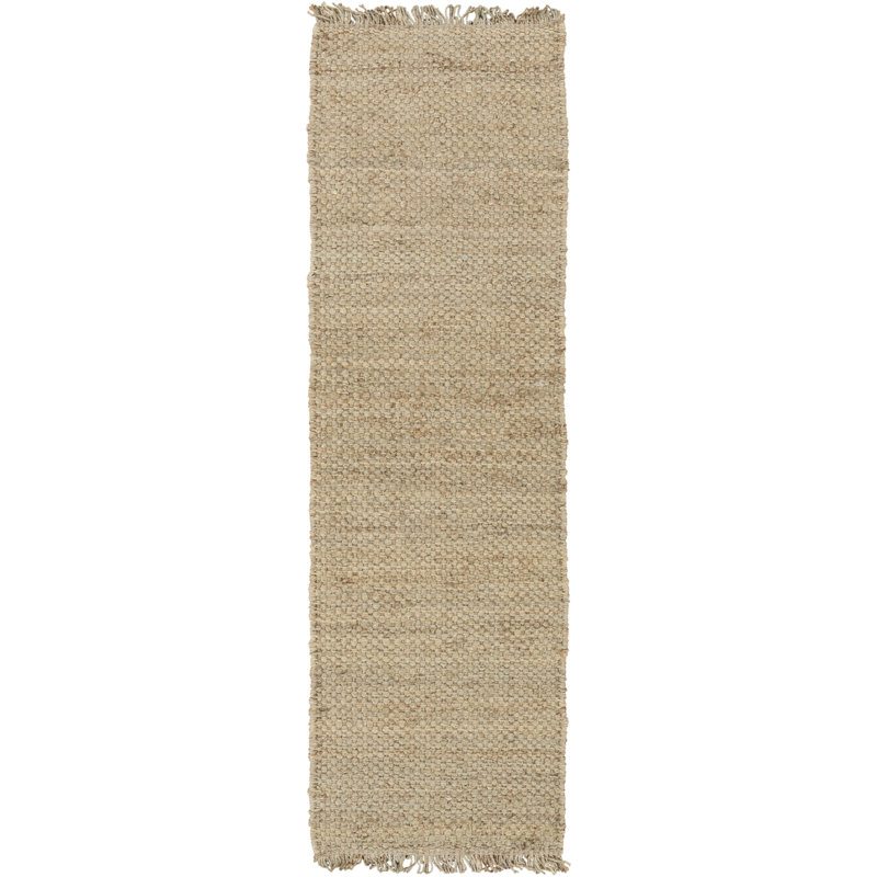 Tapis beige tissé à la main Amarise, Tapis de couloir 2 pi 3 po x 8 pi