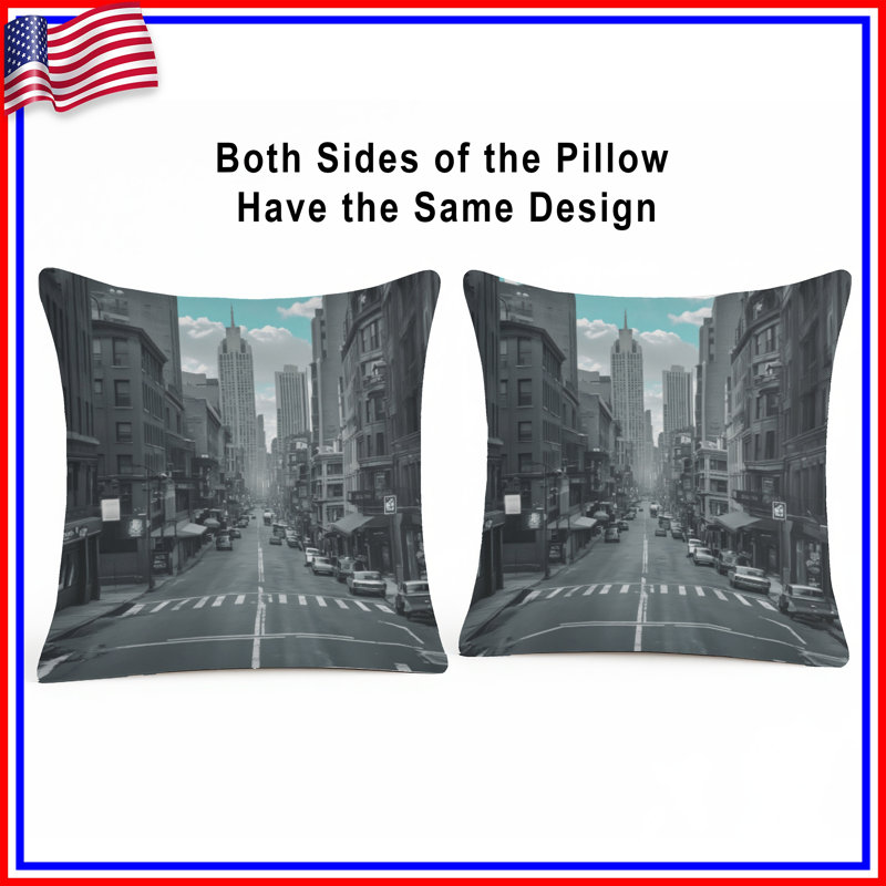 Coussins Urban Cityscape Skyline, 18 x 18 pouces