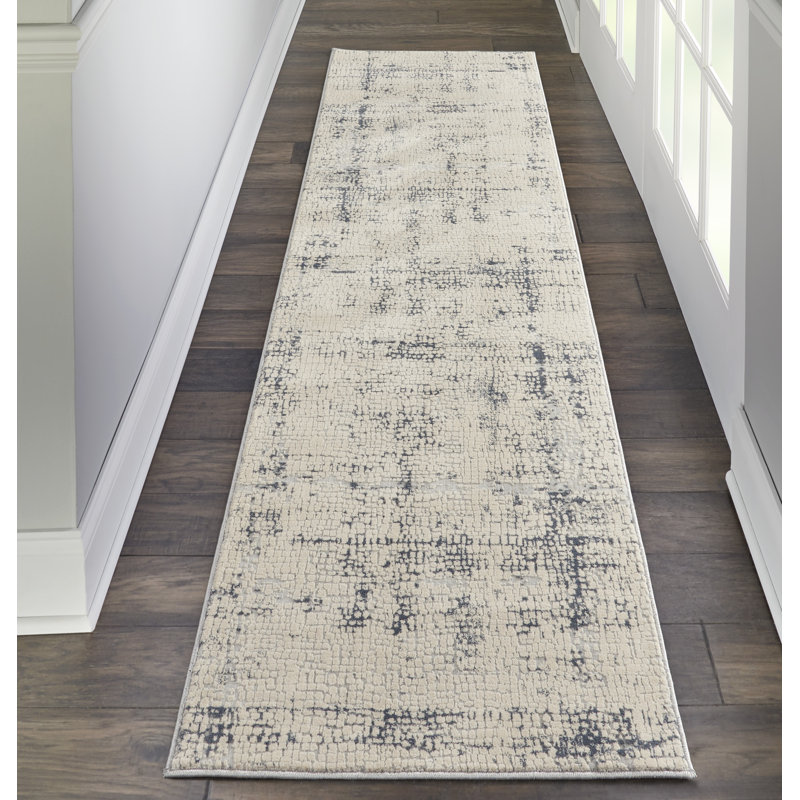 Tapis moderne ivoire, Tapis de couloir 2 pi 2 po x 7 pi 6 po