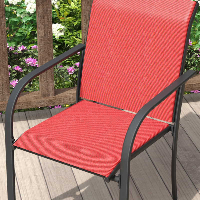 Chaise de salle à manger d'extérieur empilable en textilène, Rouge