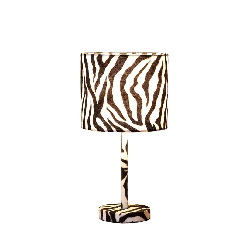 Lampe de table 19,25 po en faux suède et zèbre en métal