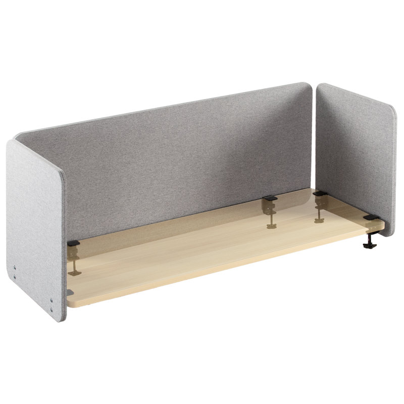 Gray Clamp-On Acoustic Desk Privacy Panels Set