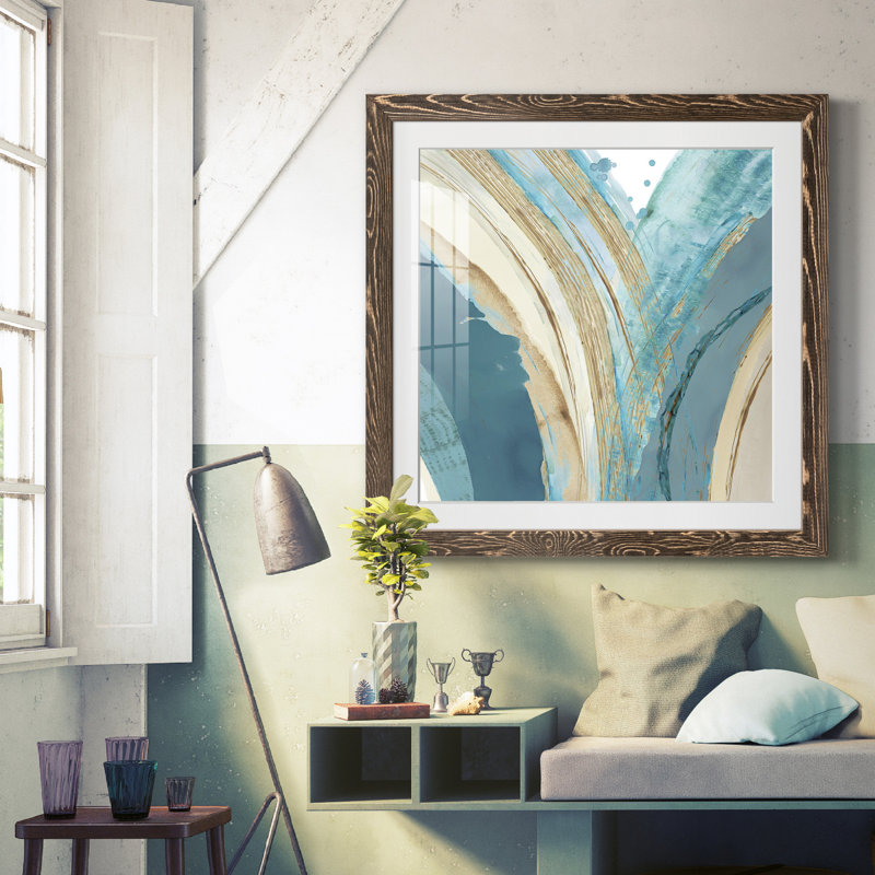 «Made Blue Waves IV», reproduction encadrée de qualité supérieure - prête à être accrochée, Papier avec cadre gris, Blanc