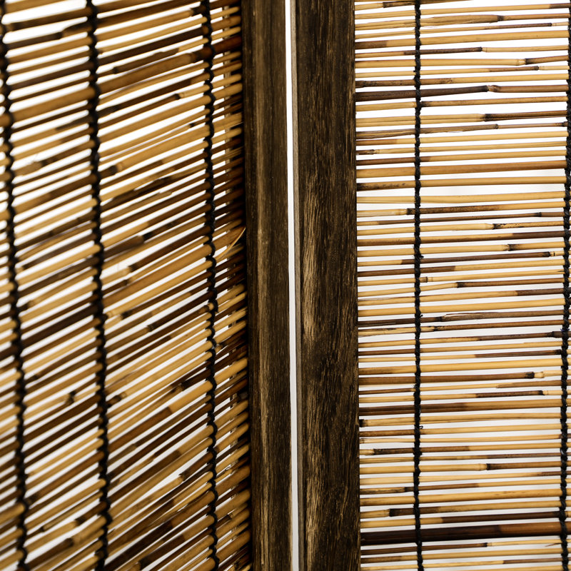 Écrans d'intimité portables 5,5 pi, paravent 4 panneaux. Tissé à la main, bois, pour diviseur de coin de bureau, intimité. Tissé à la main et maison
