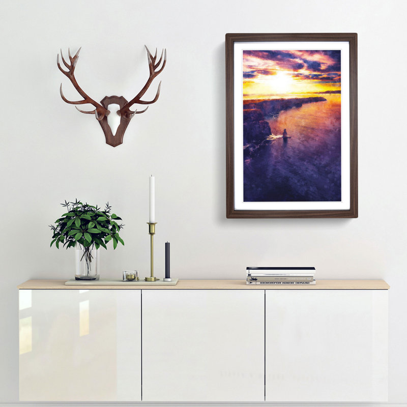 Sunset - Picture Frame Graphic Art Print, 87cm H x 62cm W x 2cm D, Walnut Framed