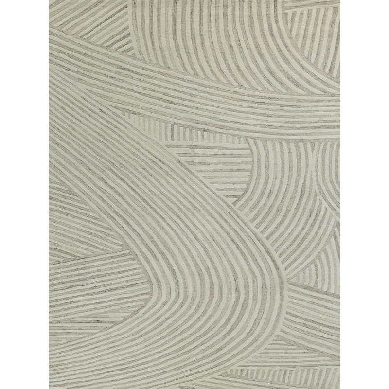 Entro Handmade New Zealand Wool Beige/Ivory Area Rug, Rectangle 6' x 9'