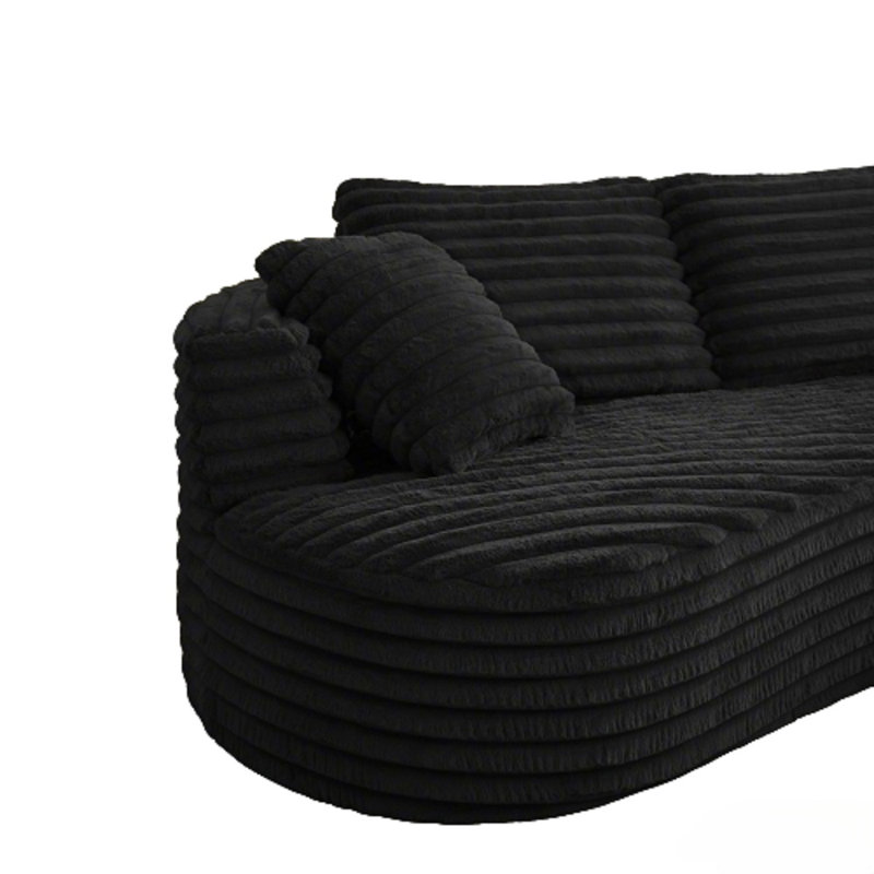 Canapé-lit modulaire en velours côtelé Boneless Compression,  Face à la droite, Velours côtelé noir