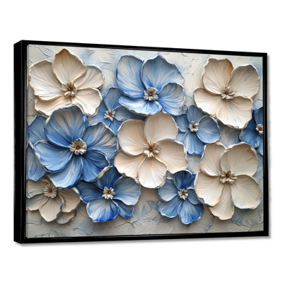 Jacarra velours crème bleu Rhododendron I - art mural rhododendron