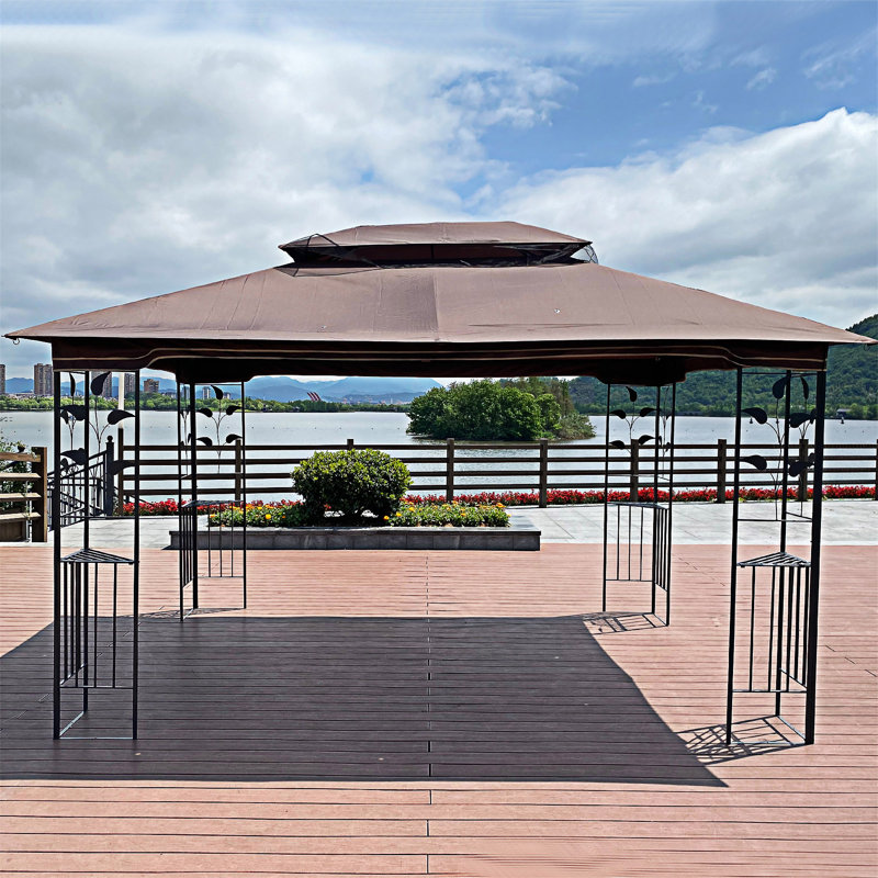 Tente d'auvent pour patio avec toit double ventilé, Marron clair
