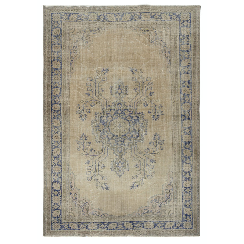 Tapis turc rétro fait à la main pour un décor rustique, champêtre et campagnard