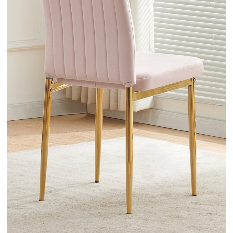 Glitz Velvet Dining Chairs with Gold Legs, Pink