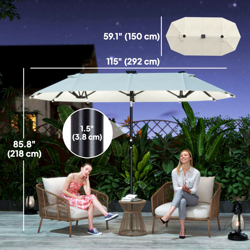 Parasol d'extérieur 10 pi, double face, beige, Beige