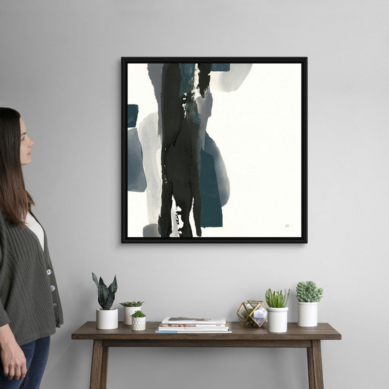 «Black and Dark Teal II» par Chris Paschke, reproduction d'art sur toile, Cadre flottant noir, H 32 po x l 32 po x P 1,75 po
