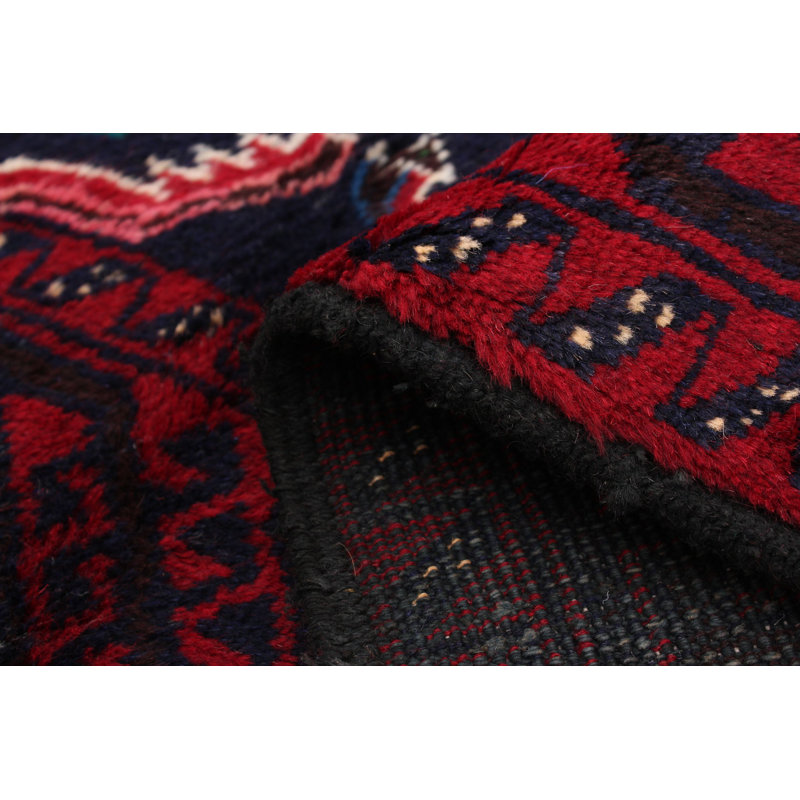 Tapis décoratif en laine de conception unique noué à la main New Age de 3 pi 2 po x 5 pi 10 po en rouge