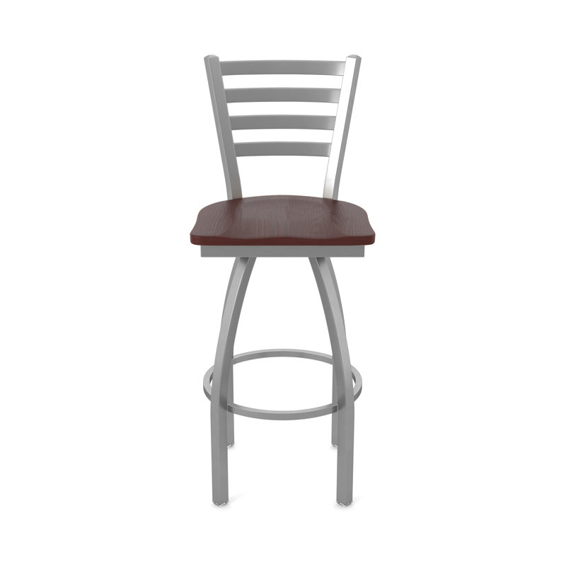 Tabouret pivotant Jackie, Bois - Chêne cerisier foncé, Tabouret de bar (assise de 30 po de hauteur), Acier Inoxydable