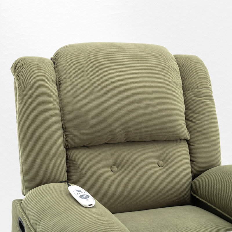 Fauteuil inclinable électrique Power Lift avec massage et chauffage, Vert 100% lin