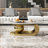 Luxury Oversize 49.2" Oval Coffee Table, Contemporary Center Table, Marble Coffee Table Top with Oversized Sphere Support for Living Room, Stainless Steel Base -565654171-559995447