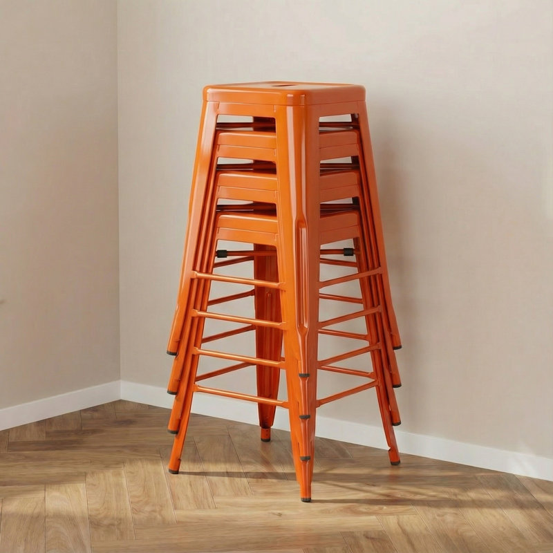 Counter Stool with Metal Frame, Orange