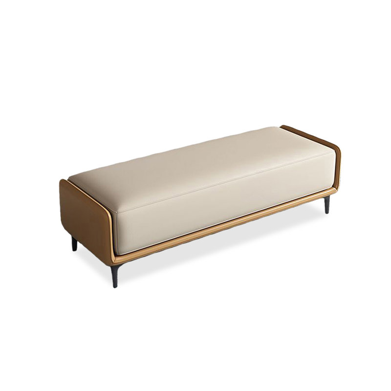 Banc rembourré beige et orange gai, H 17,72 po x l 47,24 po x P 15,75 po