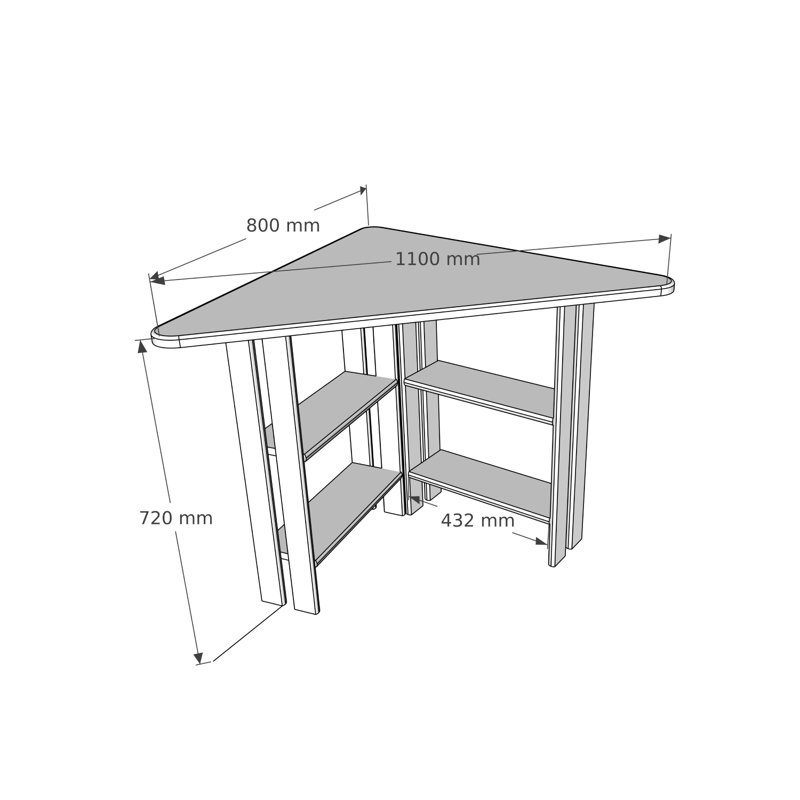 Hanzalah Corner Computer Desk, Natural