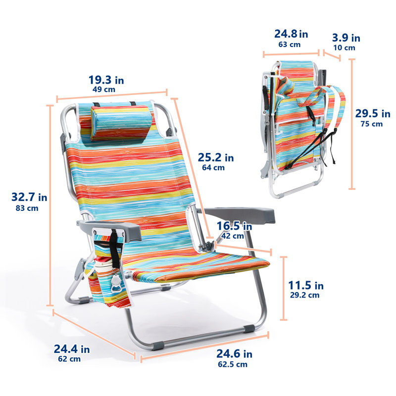 Chaise de plage en aluminium, 1, Rayures multicolores