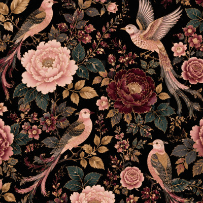 Papier peint auto-adhésif mural auto-adhésif amovible à motif de papier peint à motif floral rétro bourgogne bordeaux noir 24 po x 118 po