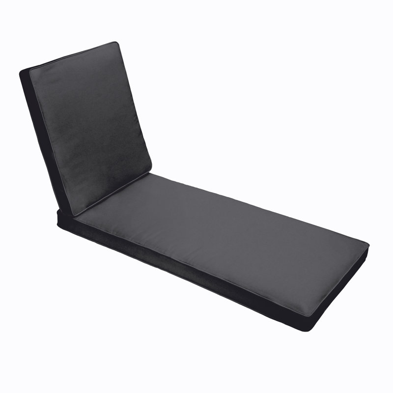 Coussin de chaise d'extérieur à charnière / dossier, H 3 po x l 24 po x P 73 po, Noir
