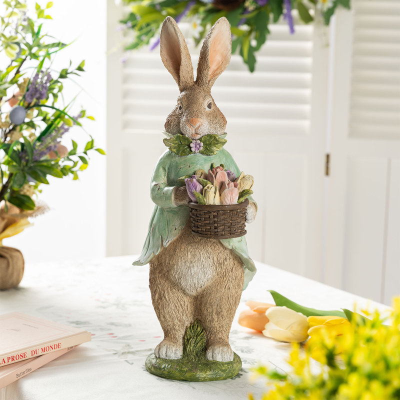 Décoration de table en forme de lapin de Pâques avec fleurs 15,75 "H
