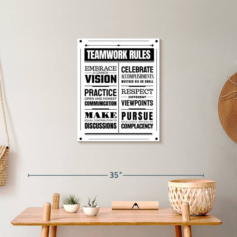 " Teamwork Rules " by HomeyNotes Studio, 20" H x 16" W x 1.25" D